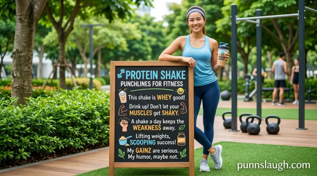 Protein shake punchlines for fitness