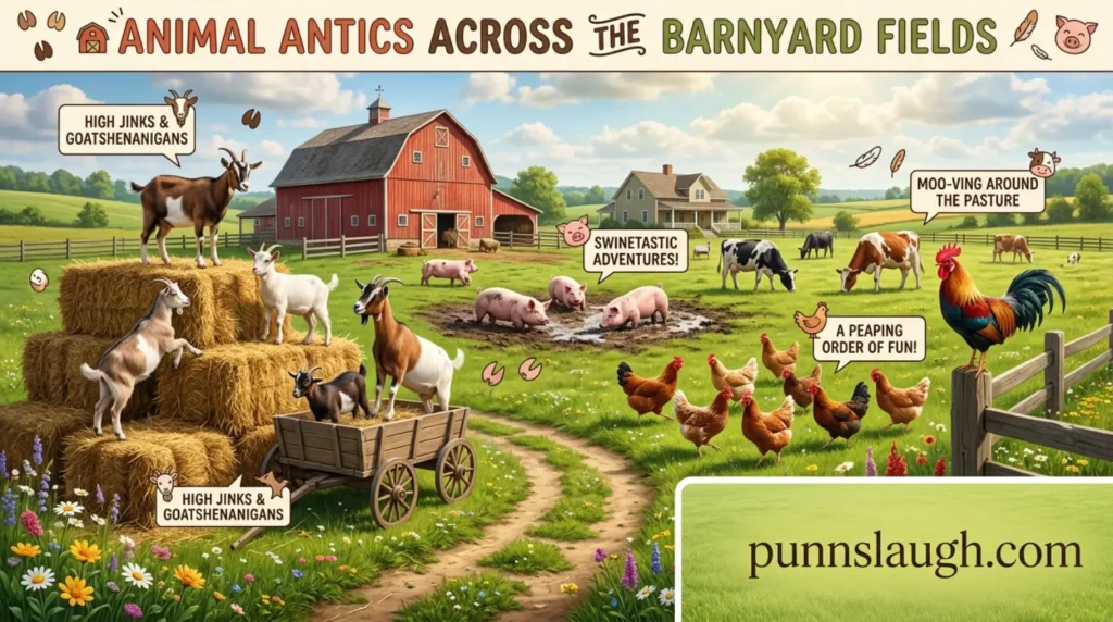 Animal Antics Across The Barnyard Fields
