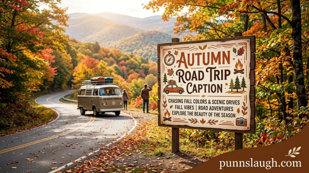 Autumn road trip caption