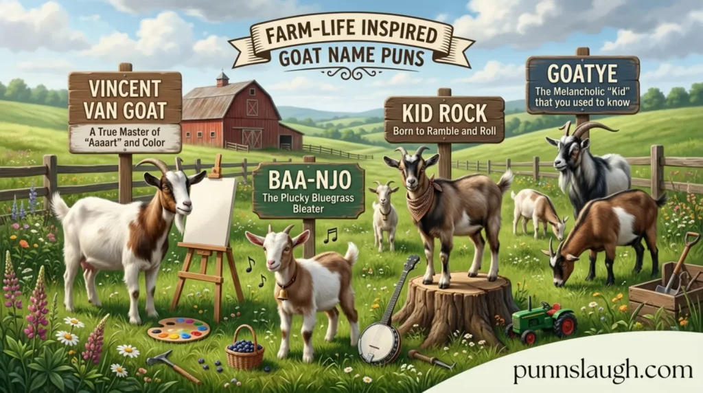 Farm life inspired goat name puns