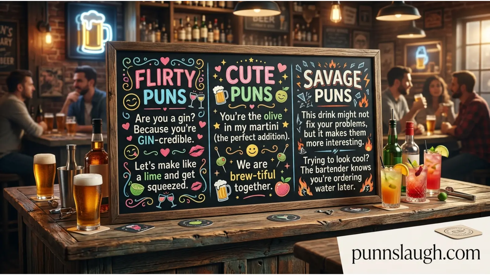 Flirty, Cute, and Savage Bar Puns.