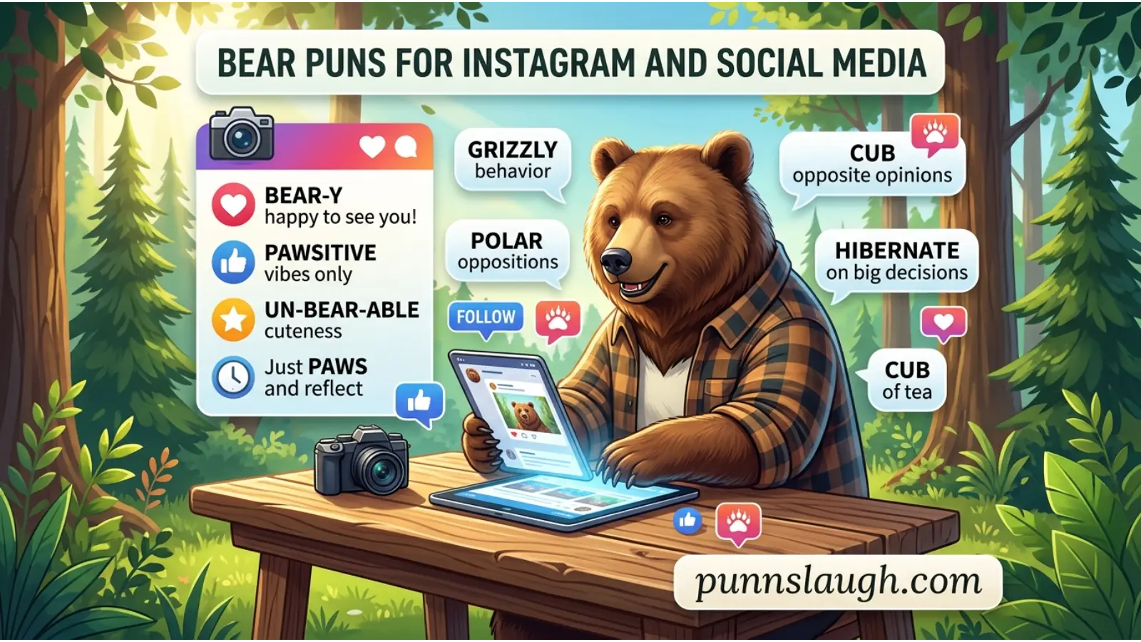 Bear Puns for Instagram and Social Media