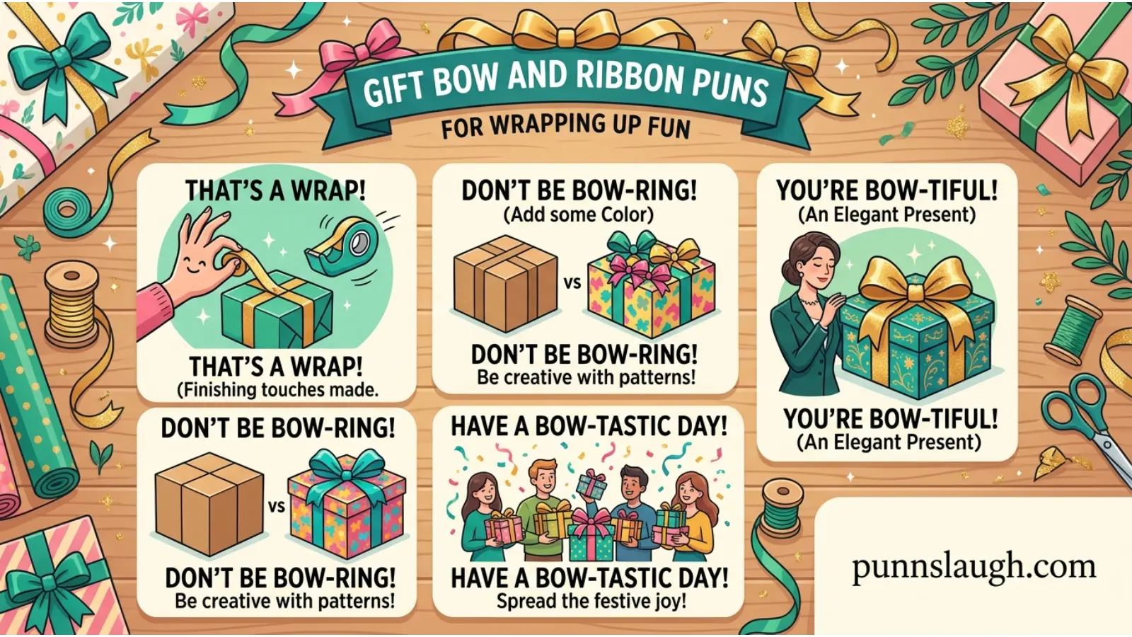 Gift Bow and Ribbon Puns for Wrapping Up Fun