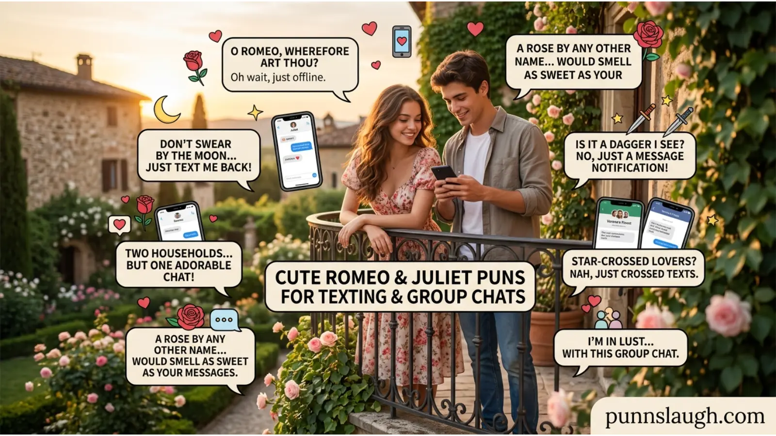 Cute Romeo and Juliet Puns for Texting and Group Chats