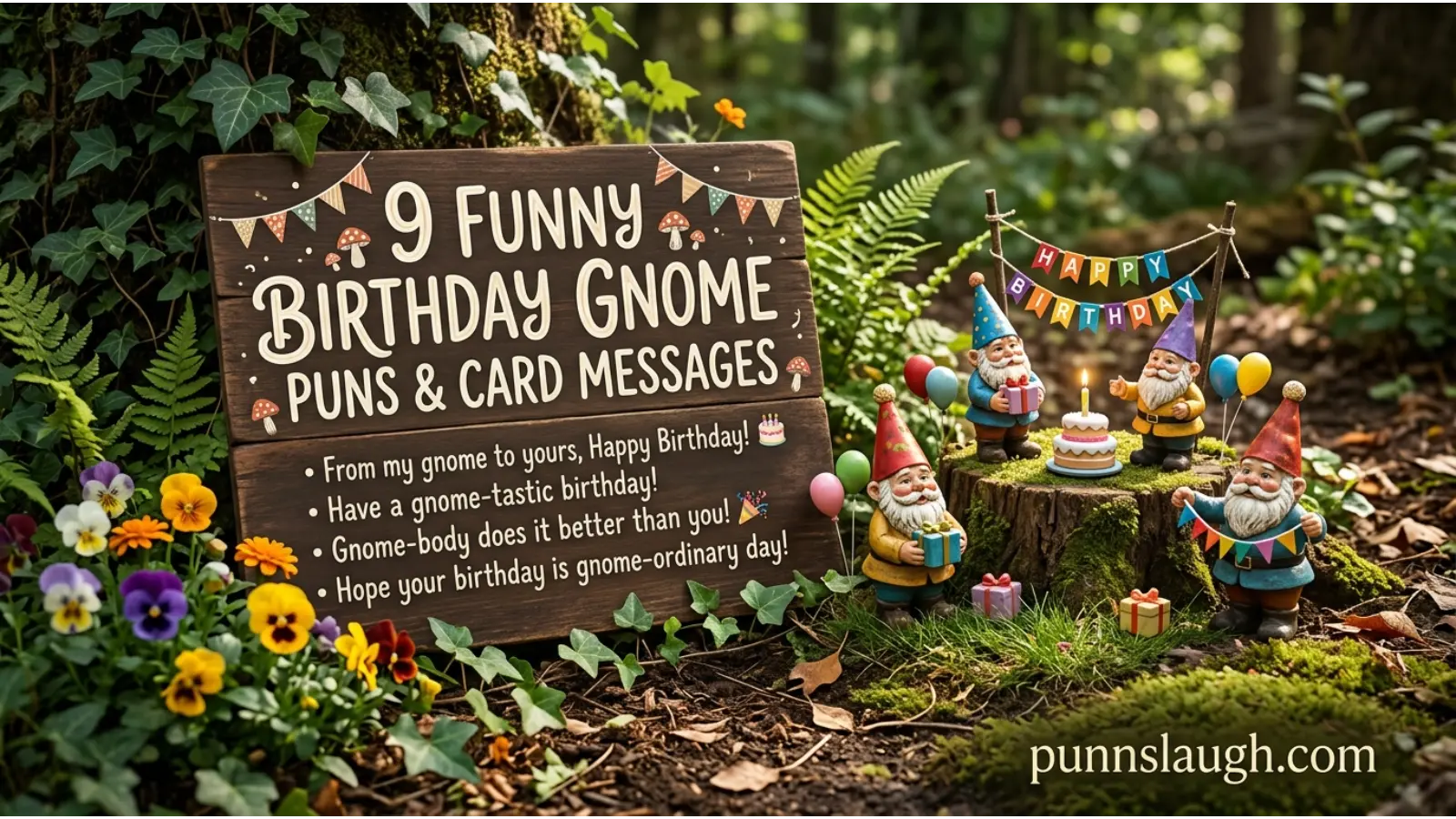 Funny Birthday Gnome Puns and Card Messages